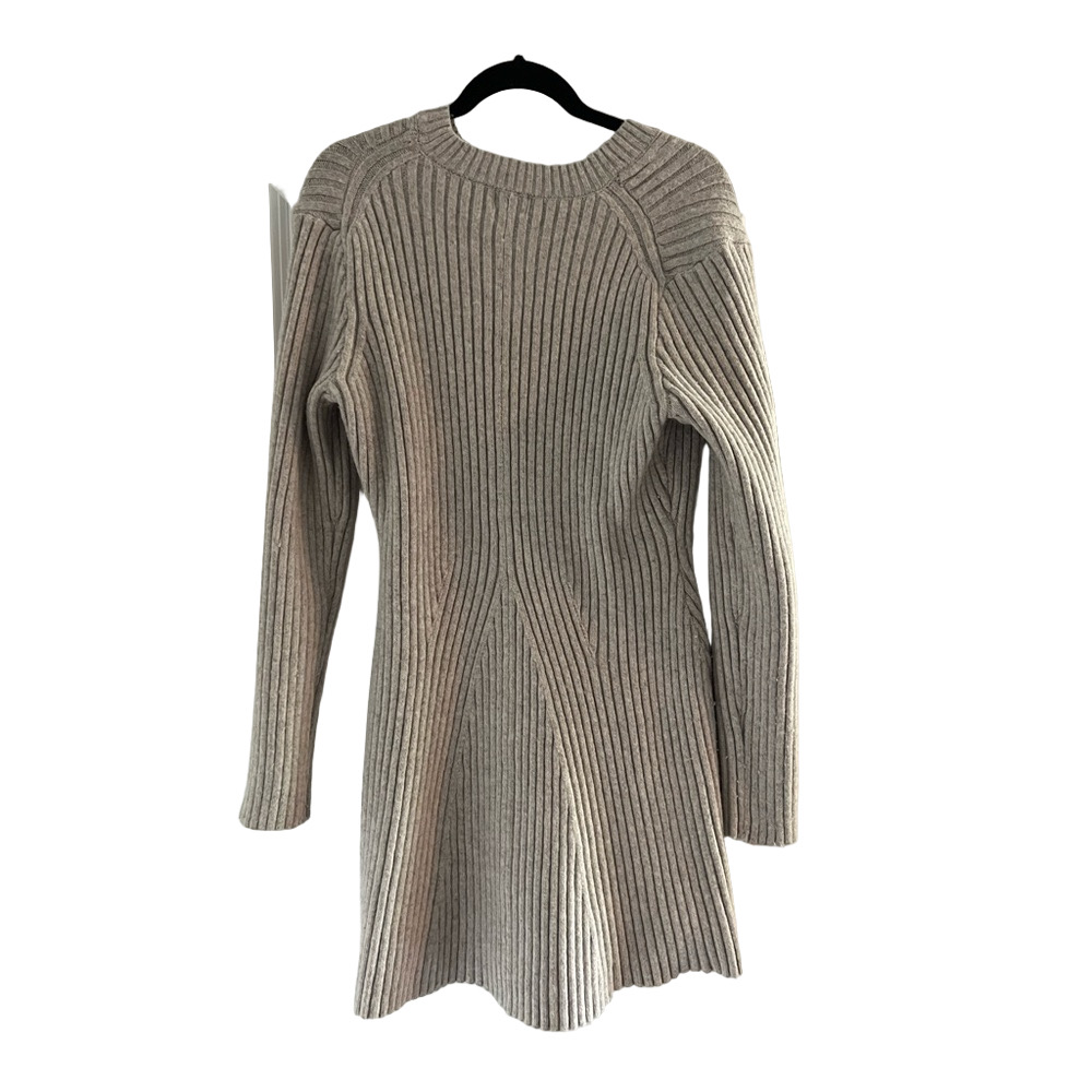Classic Ribbed Knit Mini Dress - Ivory - Picture 3 of 5